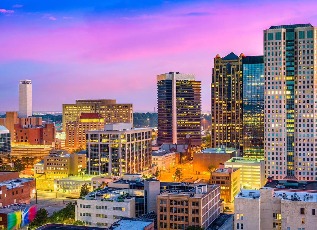 Birmingham, AL - Birmingham, Alabama Skyline at Night